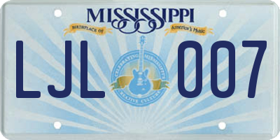MS license plate LJL007
