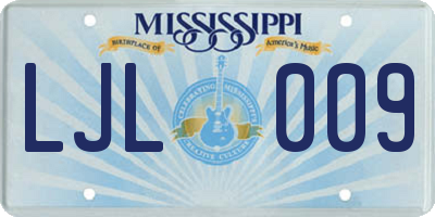 MS license plate LJL009