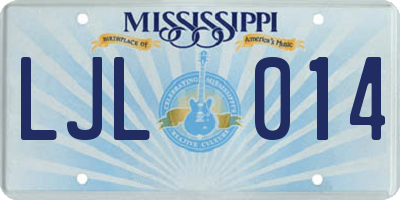MS license plate LJL014