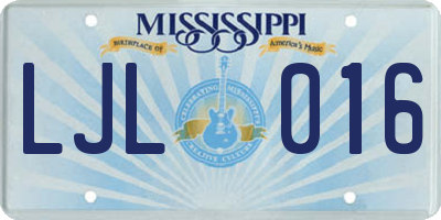 MS license plate LJL016