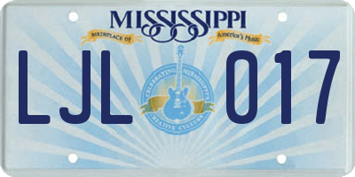 MS license plate LJL017
