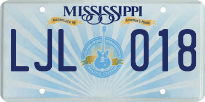 MS license plate LJL018