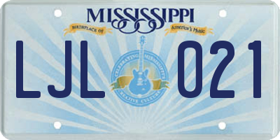 MS license plate LJL021