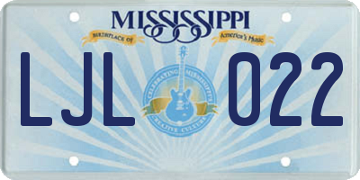 MS license plate LJL022