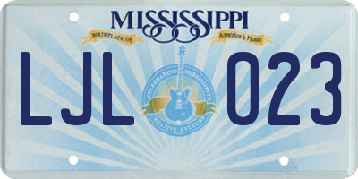 MS license plate LJL023