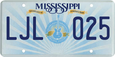 MS license plate LJL025
