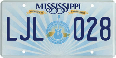 MS license plate LJL028