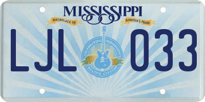 MS license plate LJL033