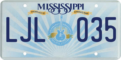 MS license plate LJL035