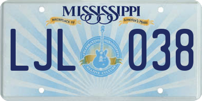 MS license plate LJL038