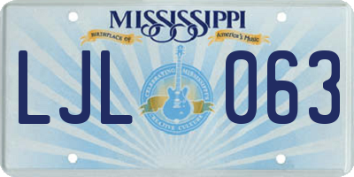 MS license plate LJL063