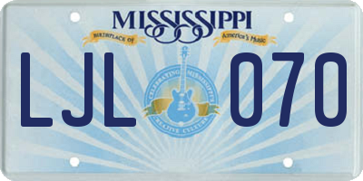 MS license plate LJL070