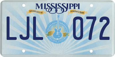 MS license plate LJL072