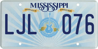 MS license plate LJL076