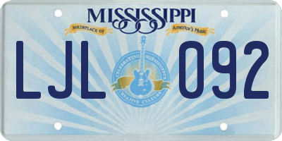 MS license plate LJL092