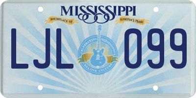MS license plate LJL099