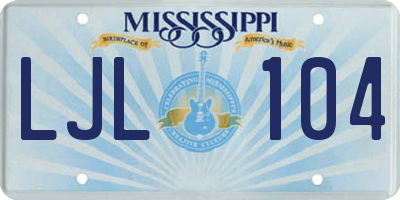 MS license plate LJL104