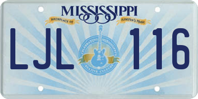 MS license plate LJL116