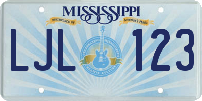 MS license plate LJL123