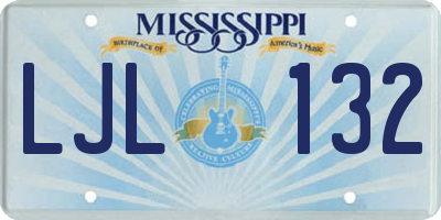 MS license plate LJL132
