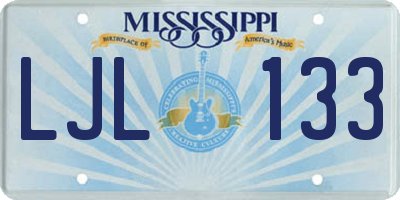 MS license plate LJL133