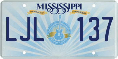 MS license plate LJL137