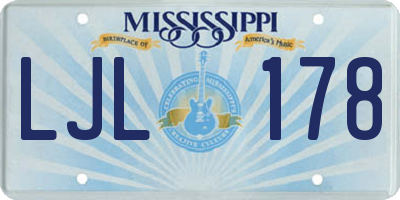 MS license plate LJL178