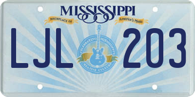 MS license plate LJL203