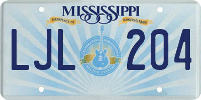 MS license plate LJL204