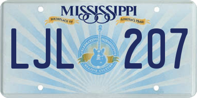 MS license plate LJL207