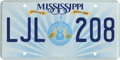 MS license plate LJL208