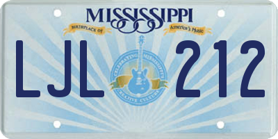 MS license plate LJL212