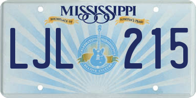 MS license plate LJL215
