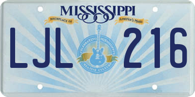 MS license plate LJL216
