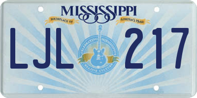 MS license plate LJL217
