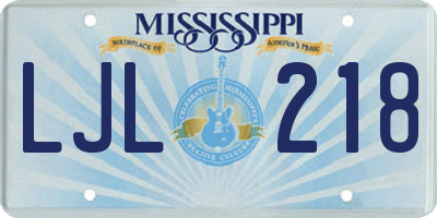 MS license plate LJL218