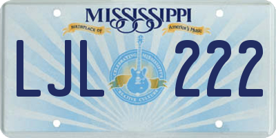MS license plate LJL222