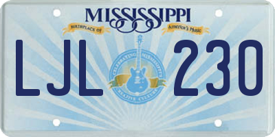 MS license plate LJL230
