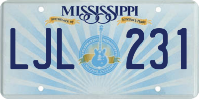 MS license plate LJL231