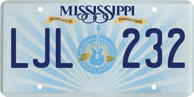 MS license plate LJL232