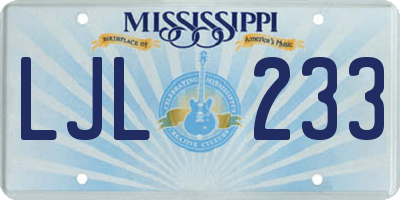 MS license plate LJL233