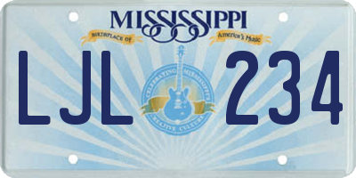 MS license plate LJL234