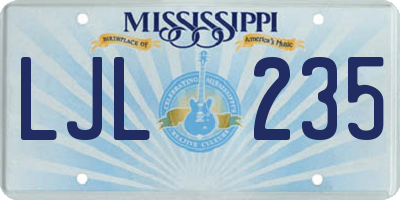 MS license plate LJL235