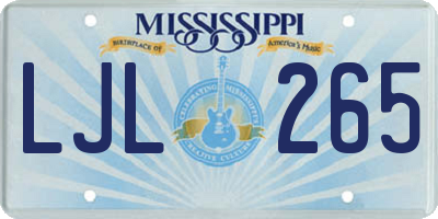 MS license plate LJL265