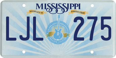 MS license plate LJL275