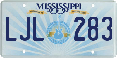 MS license plate LJL283