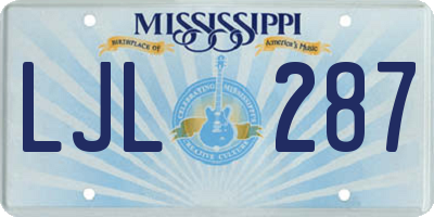 MS license plate LJL287