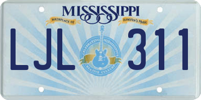 MS license plate LJL311