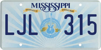 MS license plate LJL315