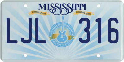 MS license plate LJL316